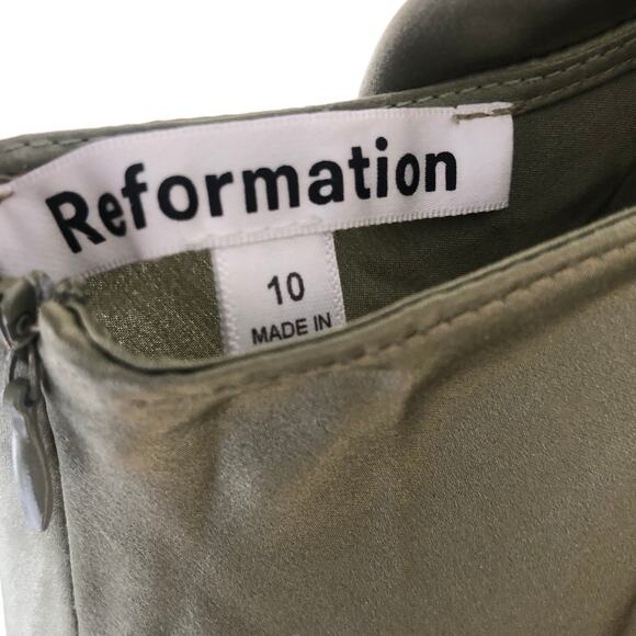 Reformation Womens Casette Silk Dress Artichoke Size 10 NWT - Picture 3 of 6
